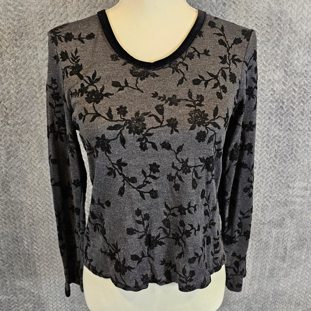 Charcoal Grey Black Velvet Floral Burnout Top Small Whimsigoth Kathie Lee